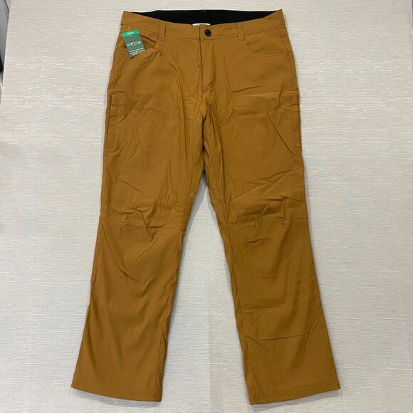 Orvis Fleece Lined Tech Pants Mens 38 x 32 Brown Water Repellent Insulated - Picture 2 of 15